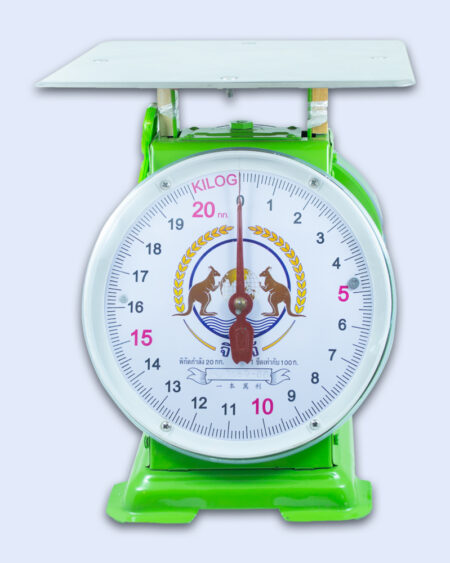 เครื่องชั่งสปริง-ตราจิงโจ้-ขนาด-15-กิโลกรัม-แบบจานแบน-ตัวเครื่องสีเขียว-หน้าปัดตัวเลขชัดเจน-เหล็กหนาทนทาน