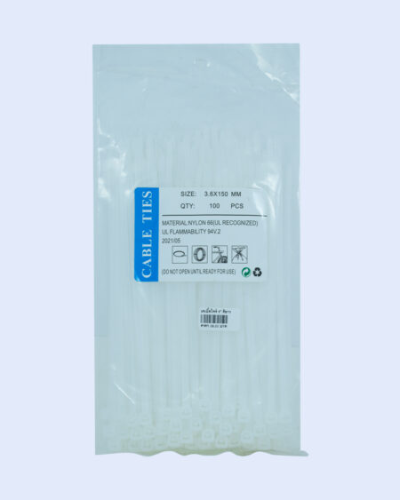 เคเบิ้ลไทร์-สีขาว-Cable-Tie-ขนาด-3.6x150-มม-ไนลอน-66-เกรดพรีเมียม
