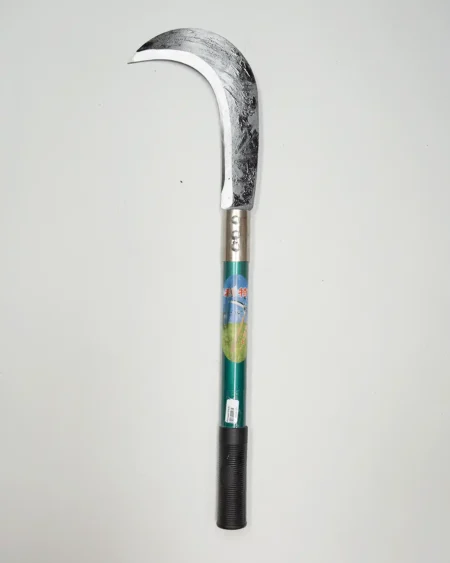 เคียวแมงกานีสเล็ก-ใบเคียวเหล็กกล้าสีเงิน-ด้ามจับสีเขียวพร้อมปลอกกันลื่น-แข็งแรงคมกริบ