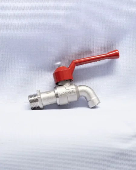 ก๊อกบอลซันว่า-SANWA-ด้ามแดง-ทองเหลืองแท้