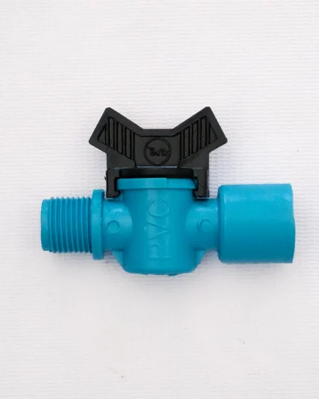 วาล์วเกษตรพลาสติกสีดำ-ขนาด-1/2-นิ้ว-ด้านหนึ่งสวมท่อPVC-อีกด้านเป็นเกลียวนอก-ด้ามจับสีเขียว/แดง-สำหรับงานสวนและเกษตร