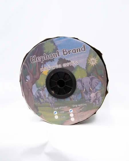 เทปน้ำหยดแบบกิ๊บ-ตราช้าง-ขนาด-0.2มม-ยาว-1000เมตร-ระยะ-10ซม-1รู