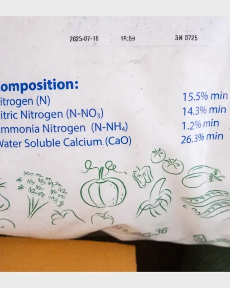 ปริมาณธาตุอาหารแม่ปุ๋ย Menafert 15-0-0 แคลเซียมไนเตรทบริสุทธิ์สูง ละลายน้ำ 100%