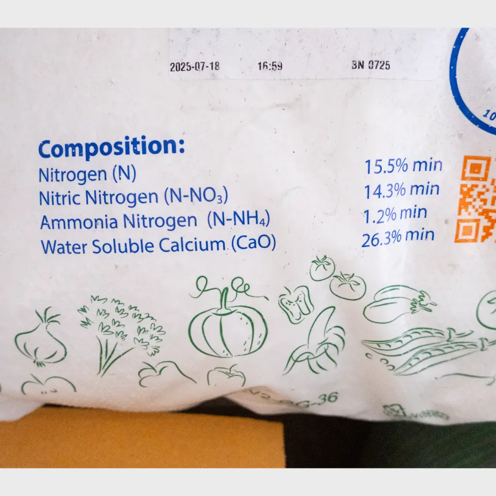 ปริมาณธาตุอาหารแม่ปุ๋ย Menafert 15-0-0 แคลเซียมไนเตรทบริสุทธิ์สูง ละลายน้ำ 100%